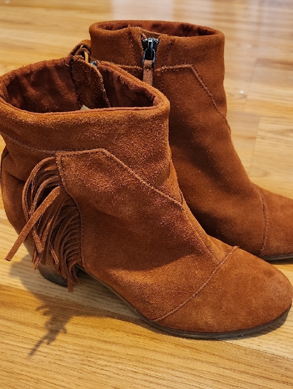 Toms Women’s Suede Fringe Ankle Boots - Chestnut Brown - Picture 2 of 12